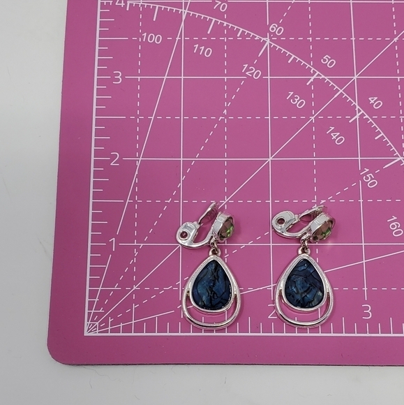 NAPIER DEMI PARURE NECKLACE CLIP ON EARRINGS SILVER BLUE GREEN FAUX STONE BEADS - Picture 6 of 16